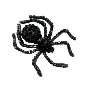 Silver Tone Black Glass‎ Crystal
Spider Scary Halloween Bug Brooch Pin